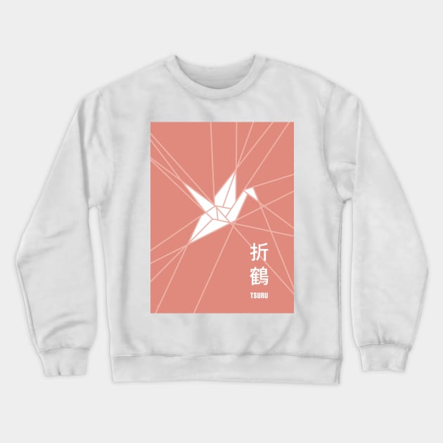 Coral Tsuru Origami Crewneck Sweatshirt by Dez53